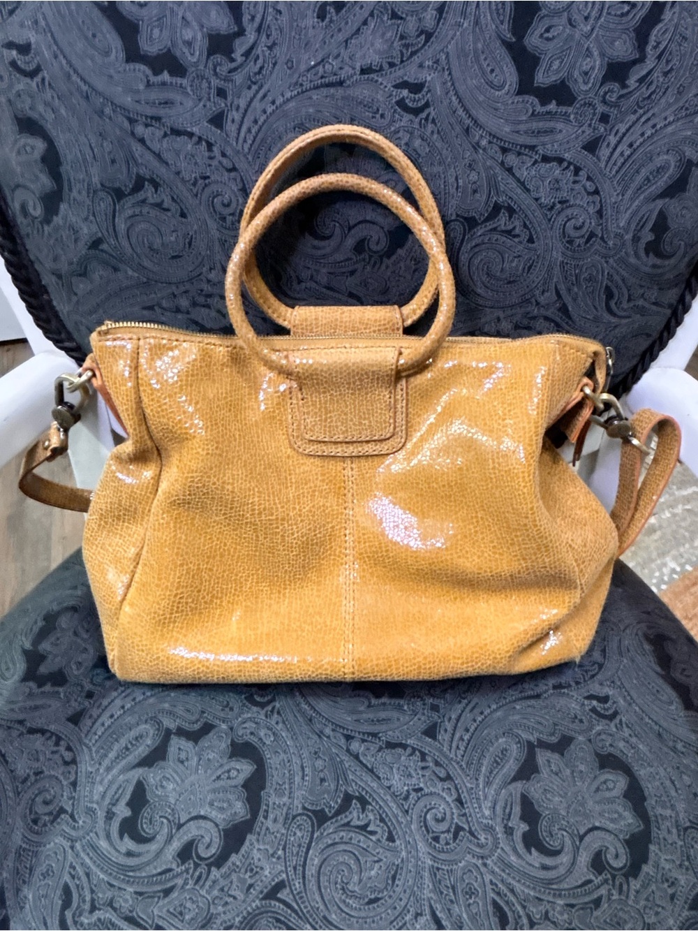 HOBO Women’s Convertible Satchel Handbag in Mustard Tan